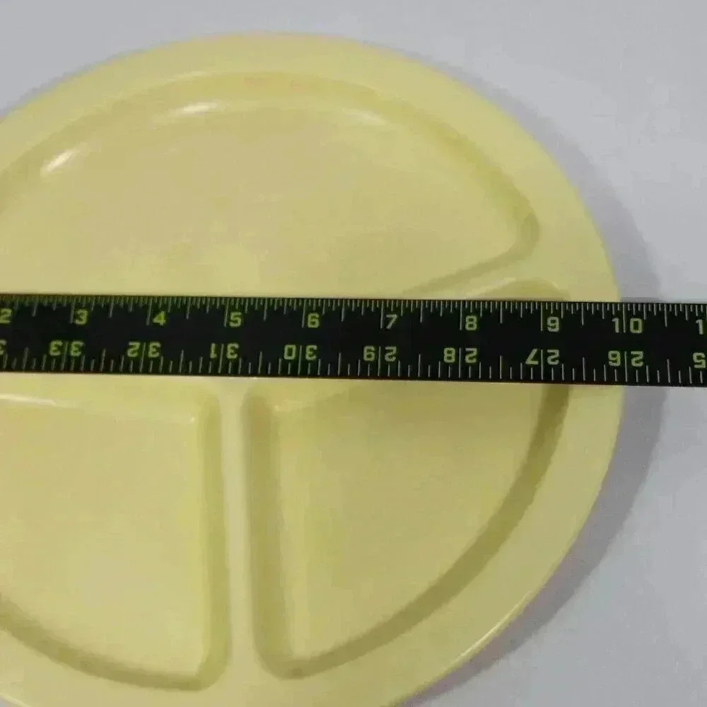 Texas Ware 2 Divided Plates Melamine Plastic Yellow Picnic Camp Kid‎ Vintage - Picture 10 of 11